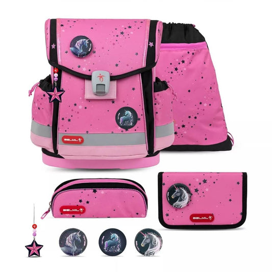Classy Plus Pink Black Schulranzen-Set 5-tlg