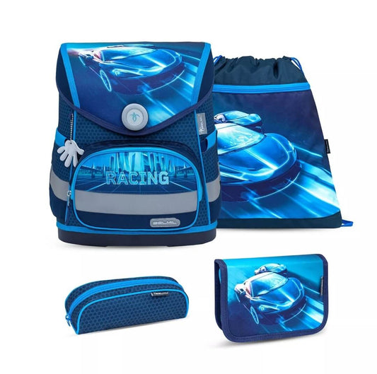 Compact Racing Blue Neon Schulranzen-Set 4-tlg