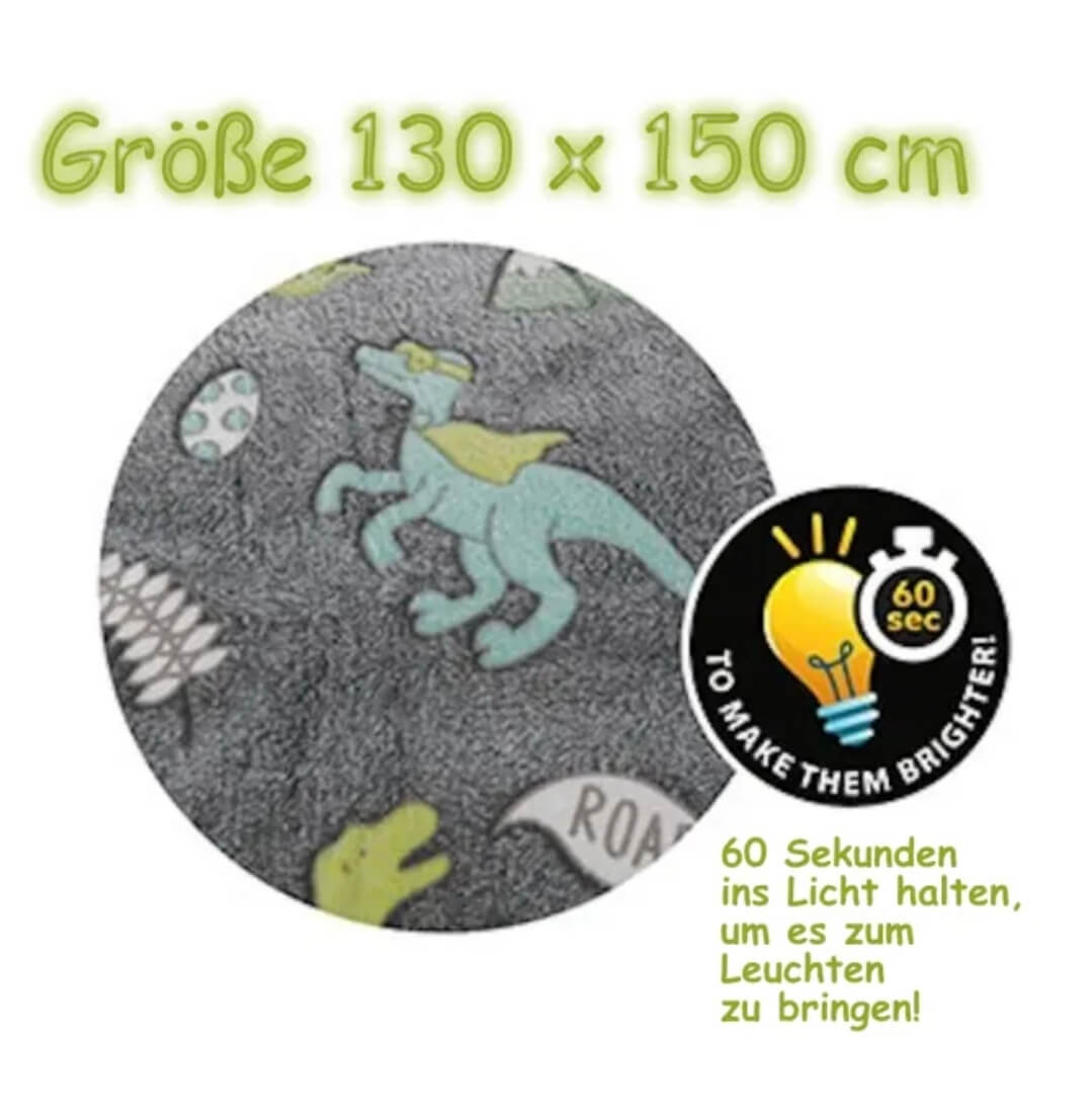 Glow in the Dark Decke Dino 130x150 cm