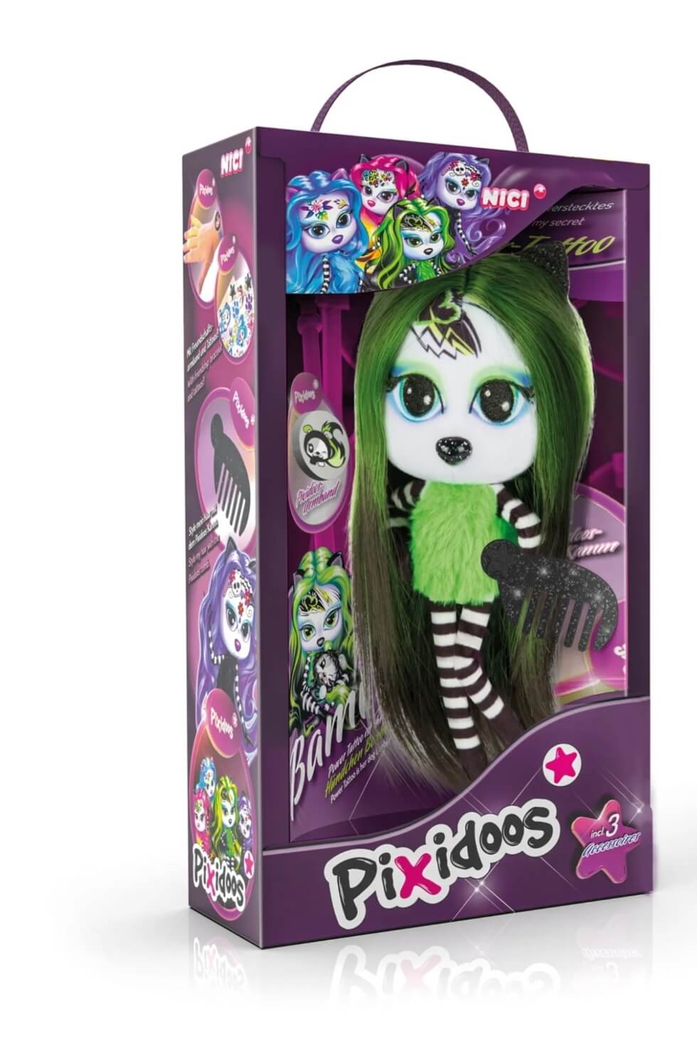 Nici 47506 Pixidoos Bami grün 20cm 4-tlg Spielset Plüsch in Geschenkverpackung
