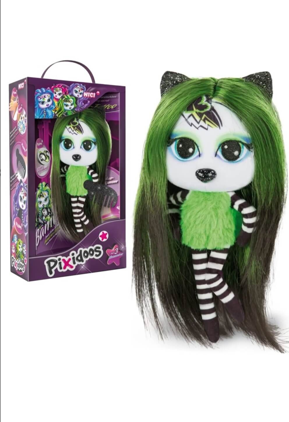 Nici 47506 Pixidoos Bami grün 20cm 4-tlg Spielset Plüsch in Geschenkverpackung