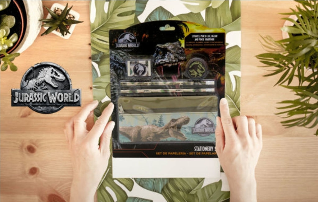 CyP Brands Federmäppchen Jurassic World Schreib-Set mit Federmäppchen, (5-tlg)