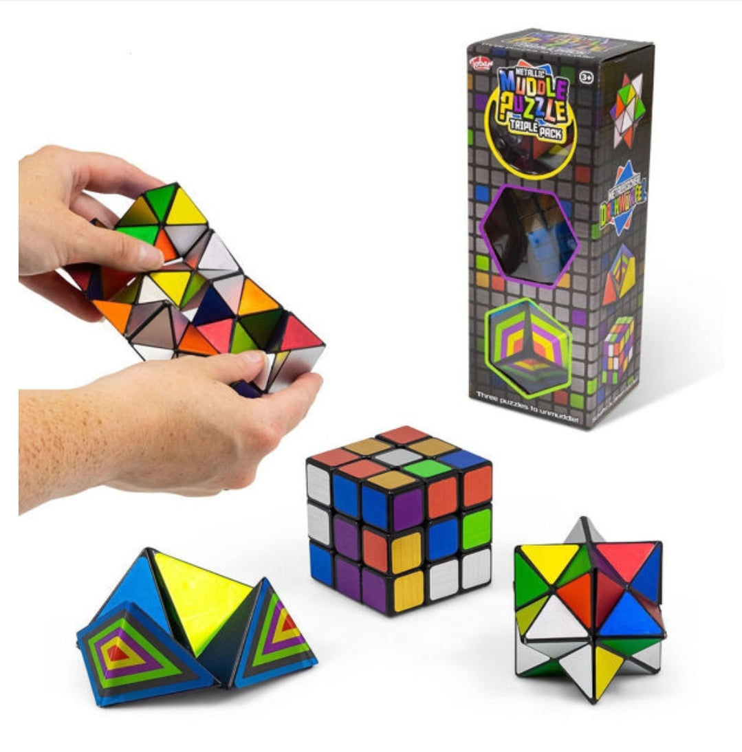 3er Set METALLIC MUDDLE PUZZLE